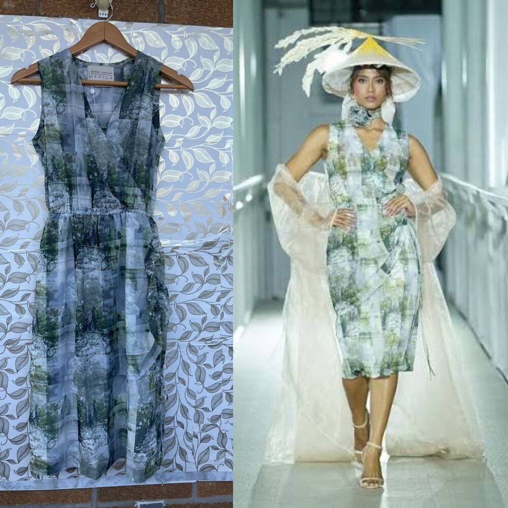 Plains & Prints x Mark Nicdao Manila Dress Size US 2 Vintage Aesthetic Chiffon